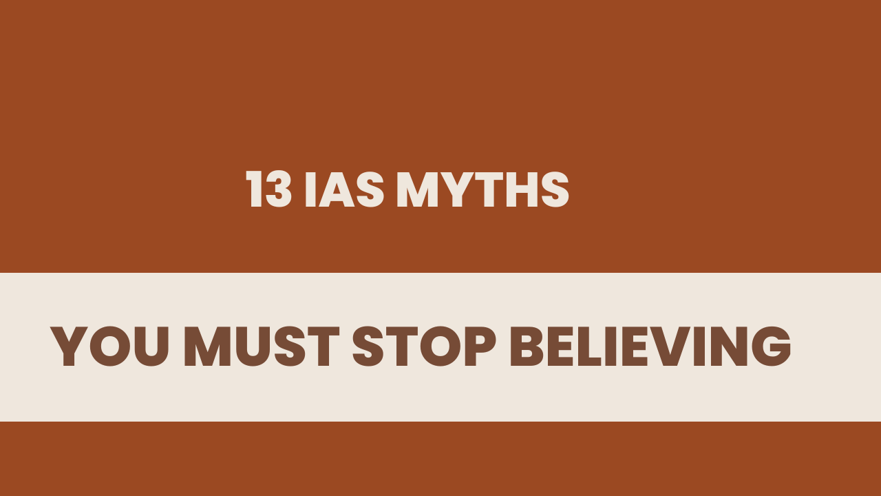 IAS Myths, Concept image in rust and cream